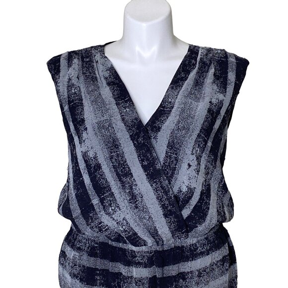 Rachel Rachel Roy Striped Sleeveless V-Neck Romper Womens L Black & Gray Polyest - Picture 2 of 10